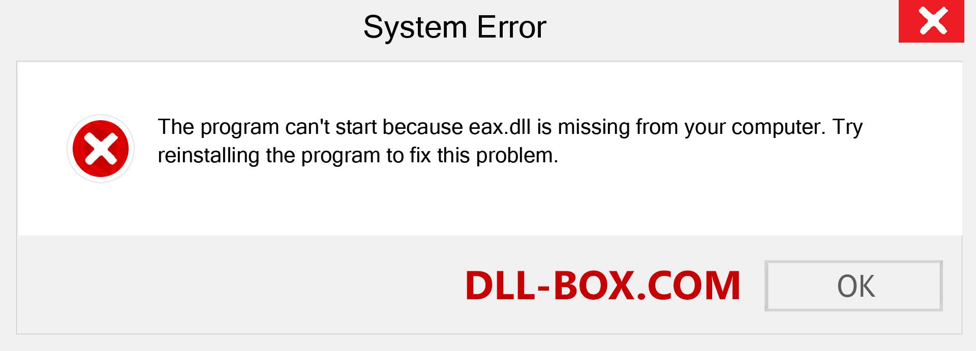  eax.dll file is missing?. Download for Windows 7, 8, 10 - Fix  eax dll Missing Error on Windows, photos, images
